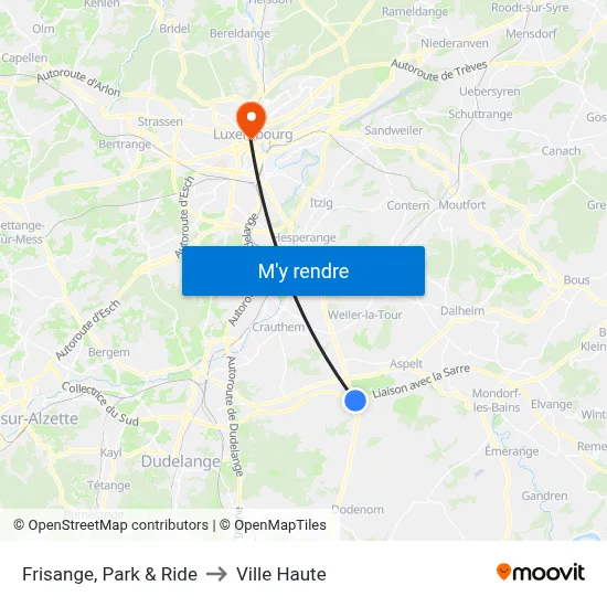 Frisange, Park & Ride to Ville Haute map