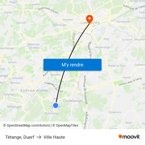Tétange, Duerf to Ville Haute map