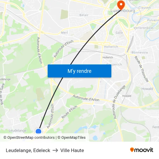 Leudelange, Edeleck to Ville Haute map