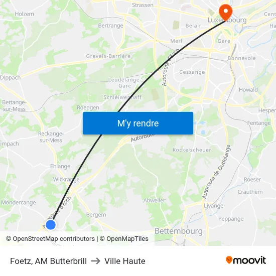 Foetz, AM Butterbrill to Ville Haute map