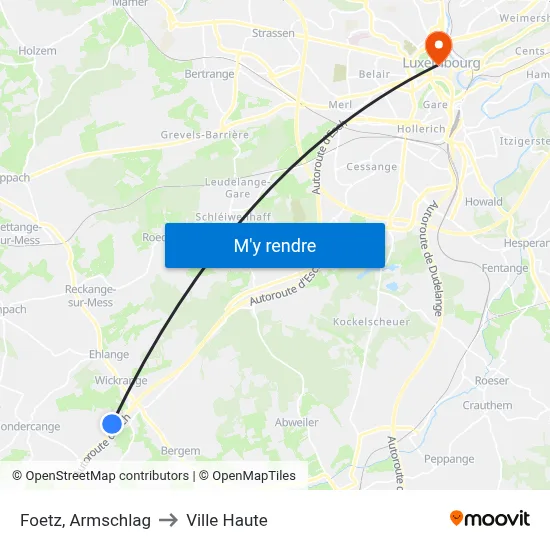 Foetz, Armschlag to Ville Haute map