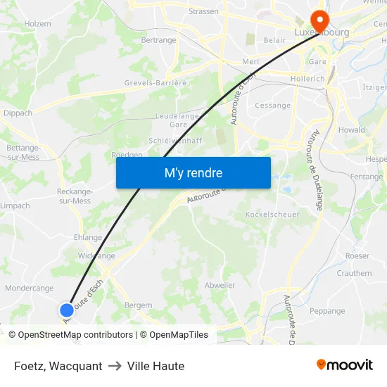 Foetz, Wacquant to Ville Haute map