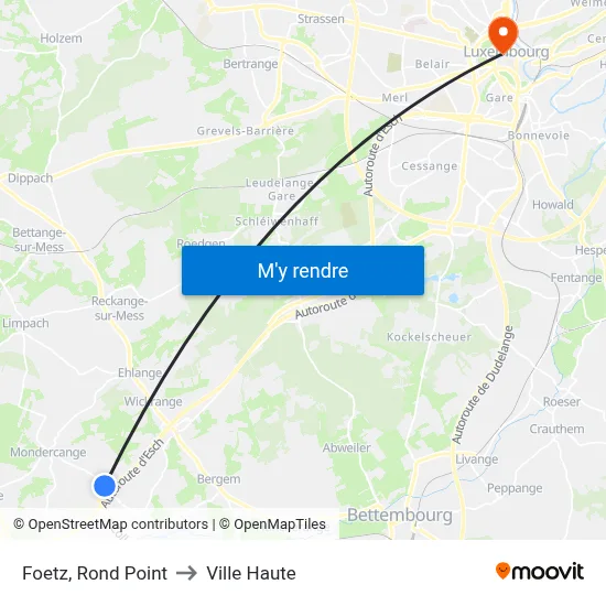 Foetz, Rond Point to Ville Haute map