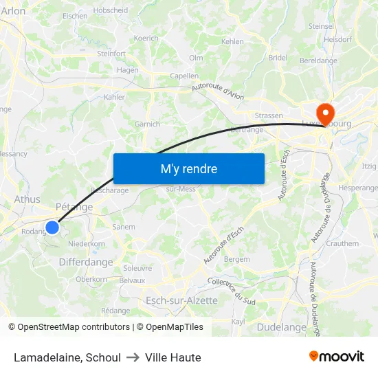 Lamadelaine, Schoul to Ville Haute map