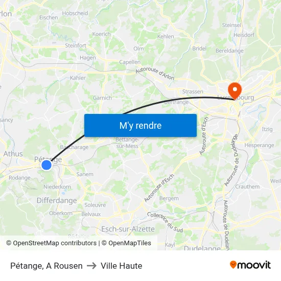 Pétange, A Rousen to Ville Haute map