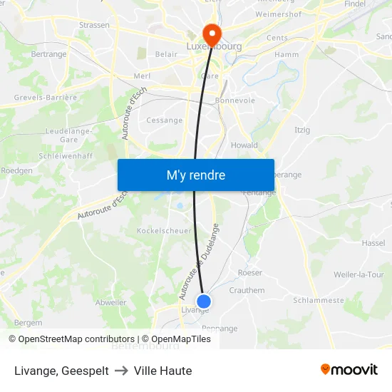 Livange, Geespelt to Ville Haute map