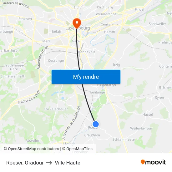 Roeser, Oradour to Ville Haute map