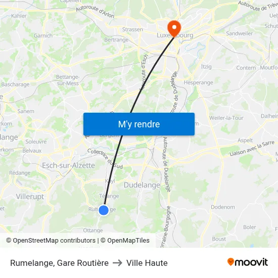 Rumelange, Gare Routière to Ville Haute map