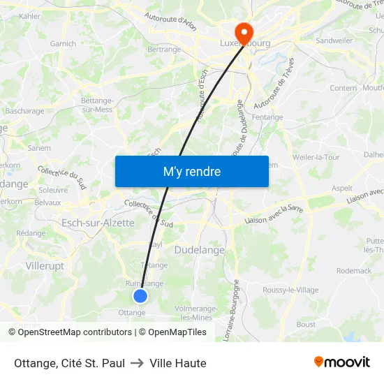 Ottange, Cité St. Paul to Ville Haute map