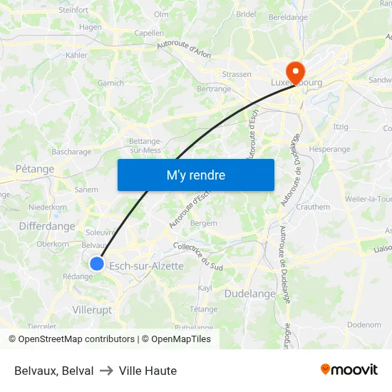 Belvaux, Belval to Ville Haute map