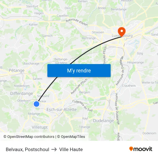 Belvaux, Postschoul to Ville Haute map