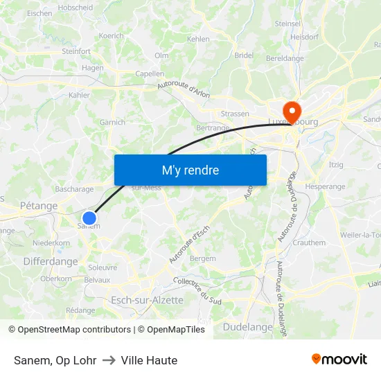 Sanem, Op Lohr to Ville Haute map