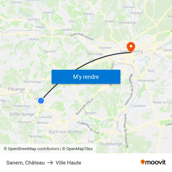 Sanem, Château to Ville Haute map