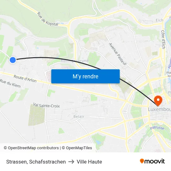 Strassen, Schafsstrachen to Ville Haute map