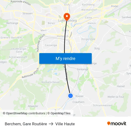 Berchem, Gare Routière to Ville Haute map