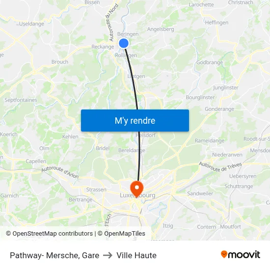 Pathway- Mersche, Gare to Ville Haute map