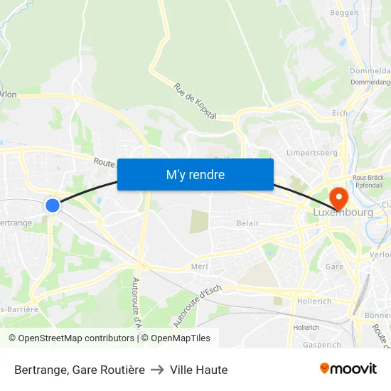 Bertrange, Gare Routière to Ville Haute map