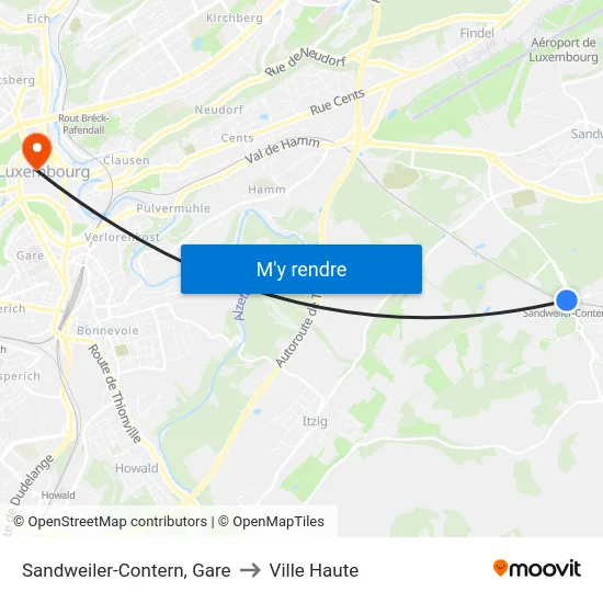 Sandweiler-Contern, Gare to Ville Haute map