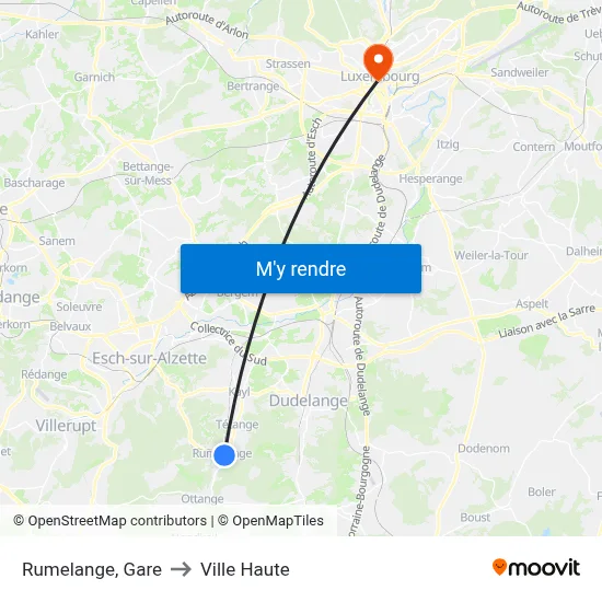 Rumelange, Gare to Ville Haute map