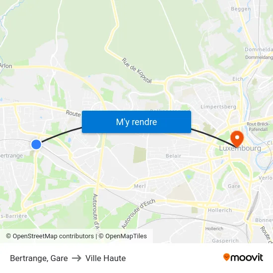 Bertrange, Gare to Ville Haute map
