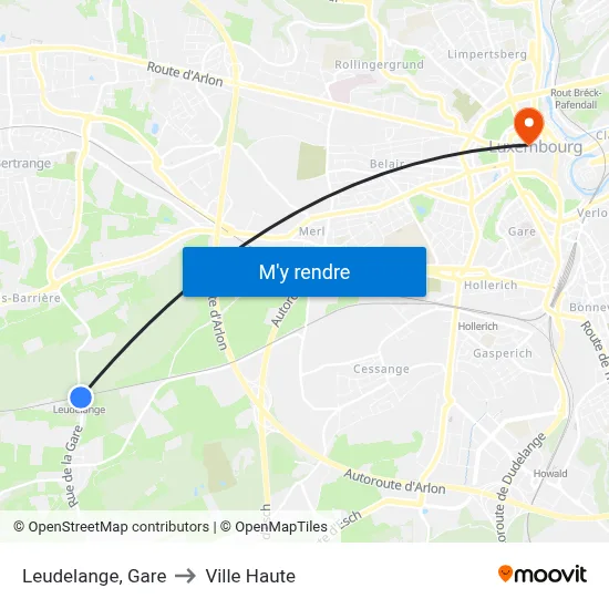 Leudelange, Gare to Ville Haute map