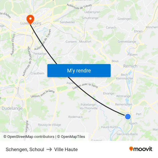 Schengen, Schoul to Ville Haute map
