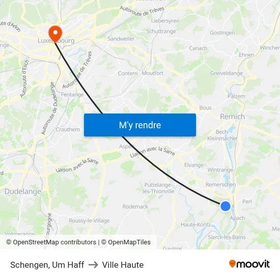 Schengen, Um Haff to Ville Haute map