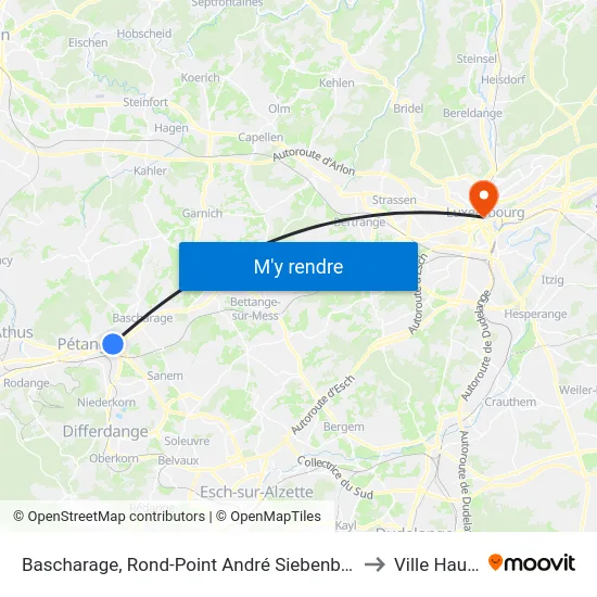 Bascharage, Rond-Point André Siebenbour to Ville Haute map
