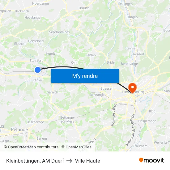 Kleinbettingen, AM Duerf to Ville Haute map