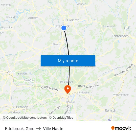 Ettelbruck, Gare to Ville Haute map