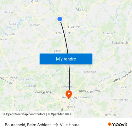 Bourscheid, Beim Schlass to Ville Haute map