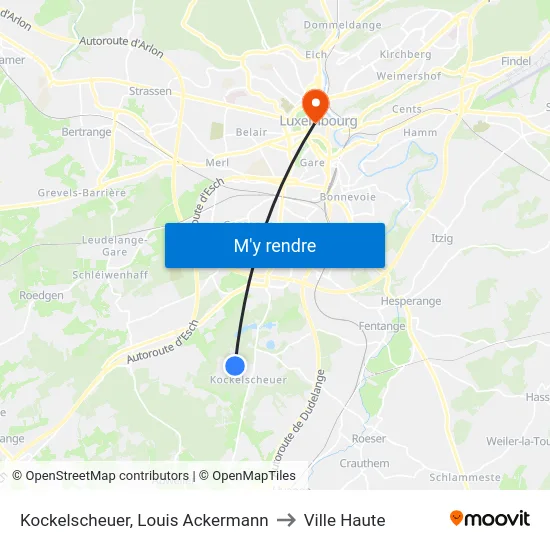 Kockelscheuer, Louis Ackermann to Ville Haute map