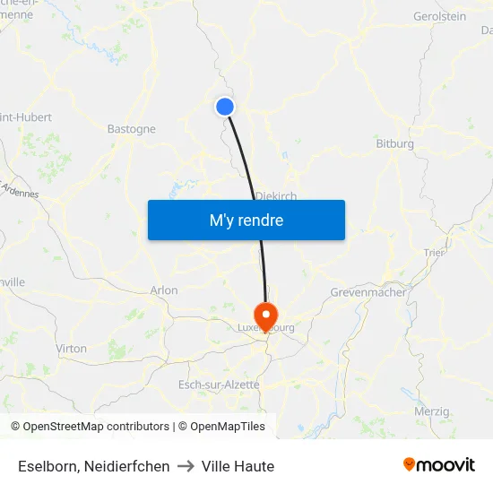 Eselborn, Neidierfchen to Ville Haute map