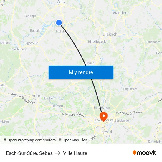 Esch-Sur-Sûre, Sebes to Ville Haute map
