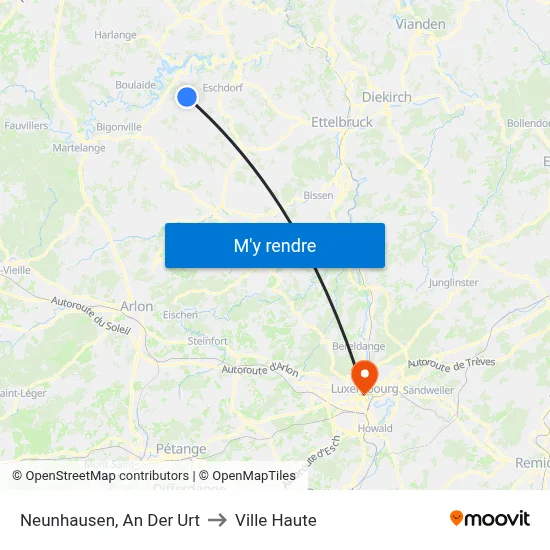 Neunhausen, An Der Urt to Ville Haute map