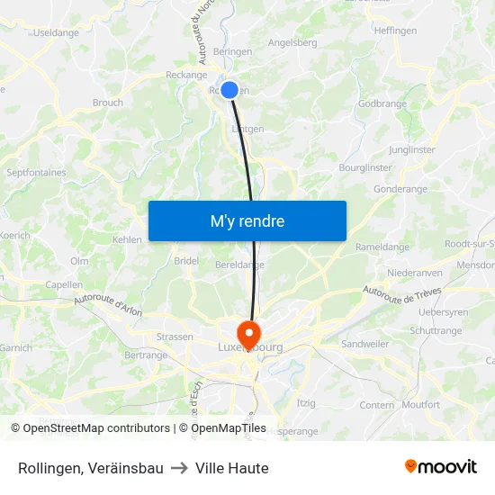 Rollingen, Veräinsbau to Ville Haute map