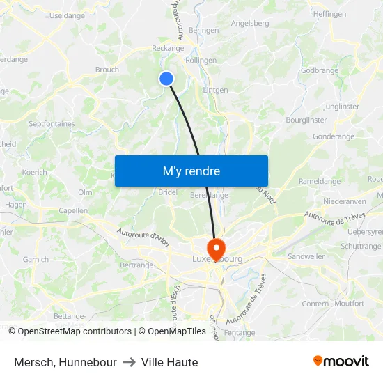Mersch, Hunnebour to Ville Haute map