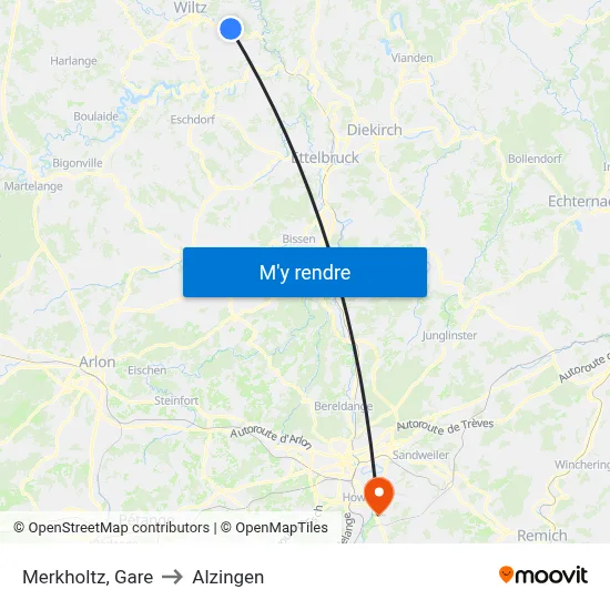 Merkholtz, Gare to Alzingen map