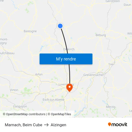 Marnach, Beim Cube to Alzingen map