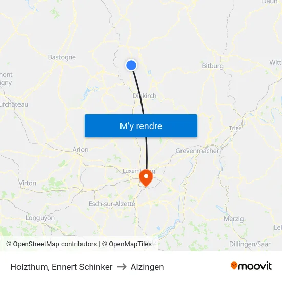 Holzthum, Ennert Schinker to Alzingen map