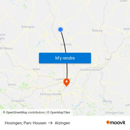 Hosingen, Parc Housen to Alzingen map