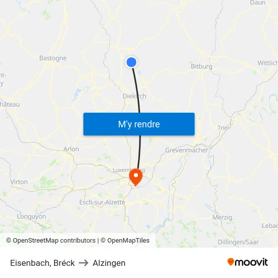 Eisenbach, Bréck to Alzingen map