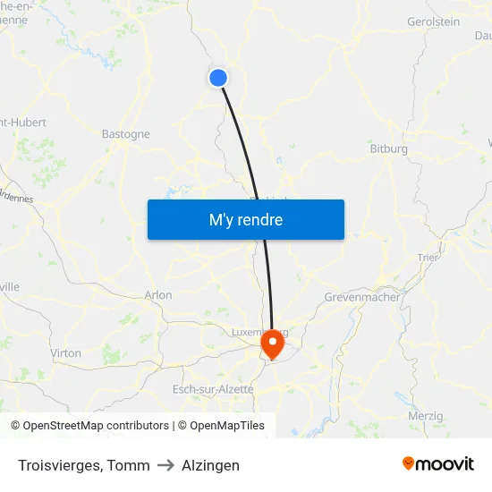 Troisvierges, Tomm to Alzingen map