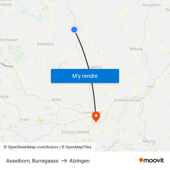 Asselborn, Burregaass to Alzingen map
