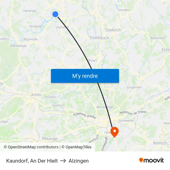 Kaundorf, An Der Hielt to Alzingen map