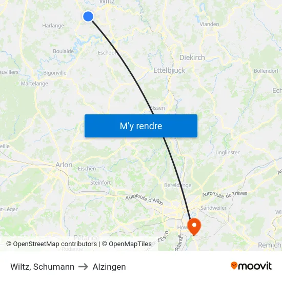 Wiltz, Schumann to Alzingen map