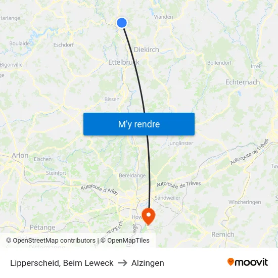 Lipperscheid, Beim Leweck to Alzingen map