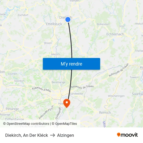 Diekirch, An Der Kléck to Alzingen map