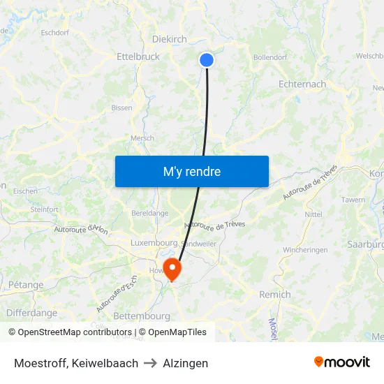 Moestroff, Keiwelbaach to Alzingen map