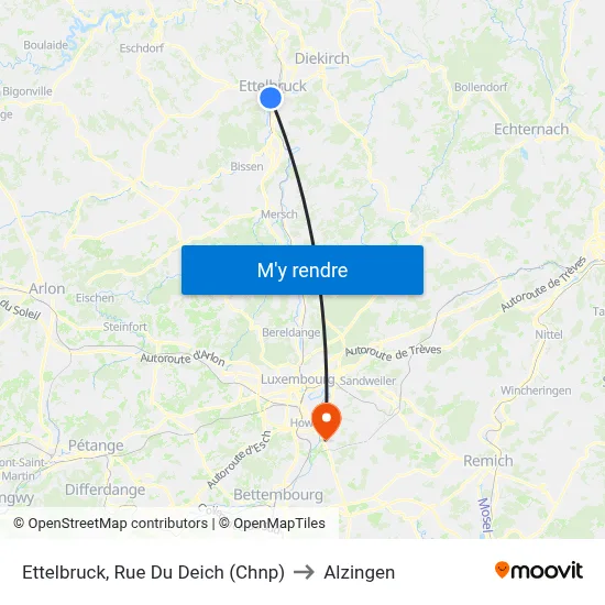 Ettelbruck, Rue Du Deich (Chnp) to Alzingen map